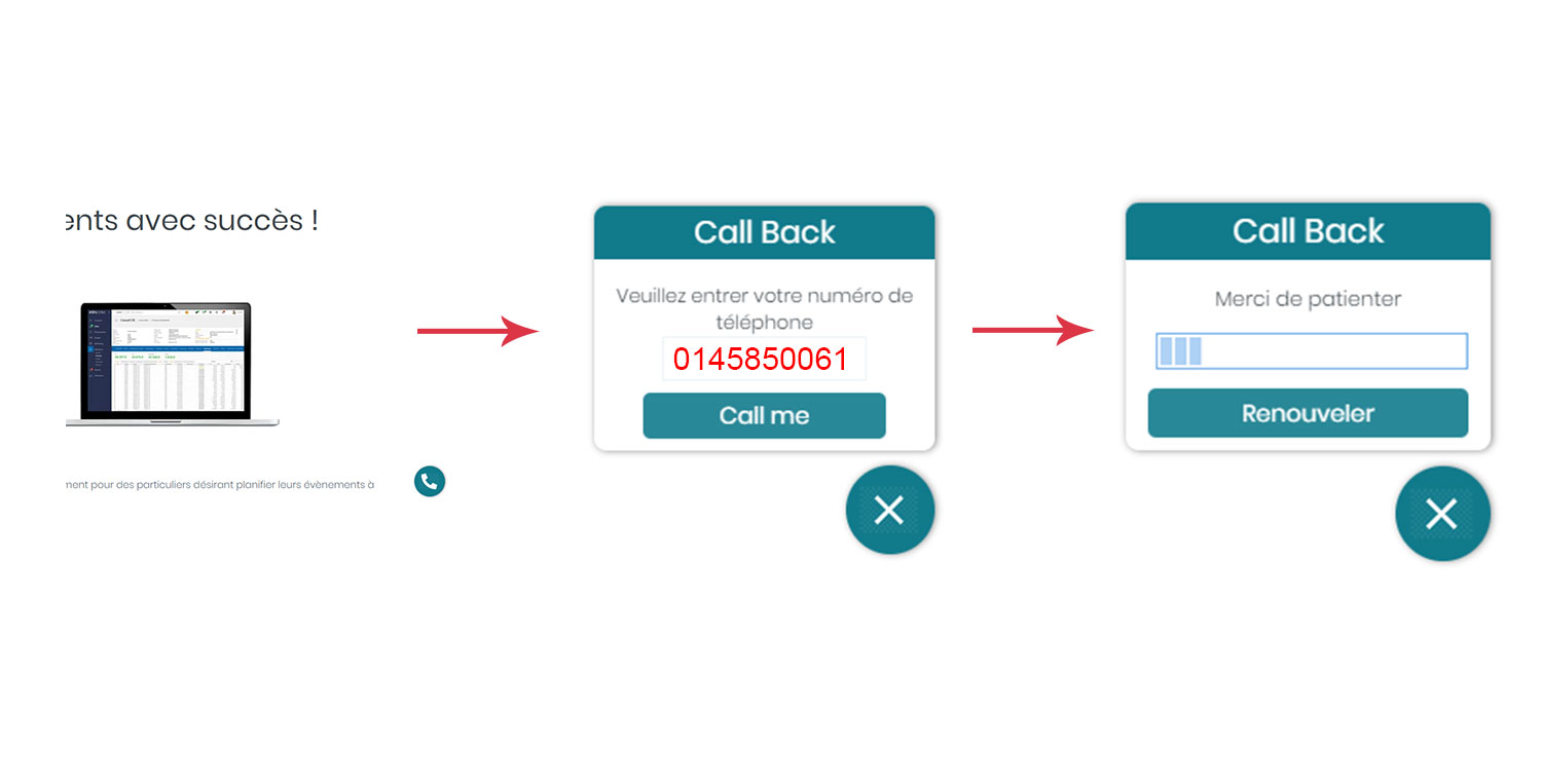 Etapes du widget call back